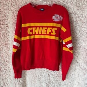Women's Red and Yellow Chiefs Crew Neck Sweater